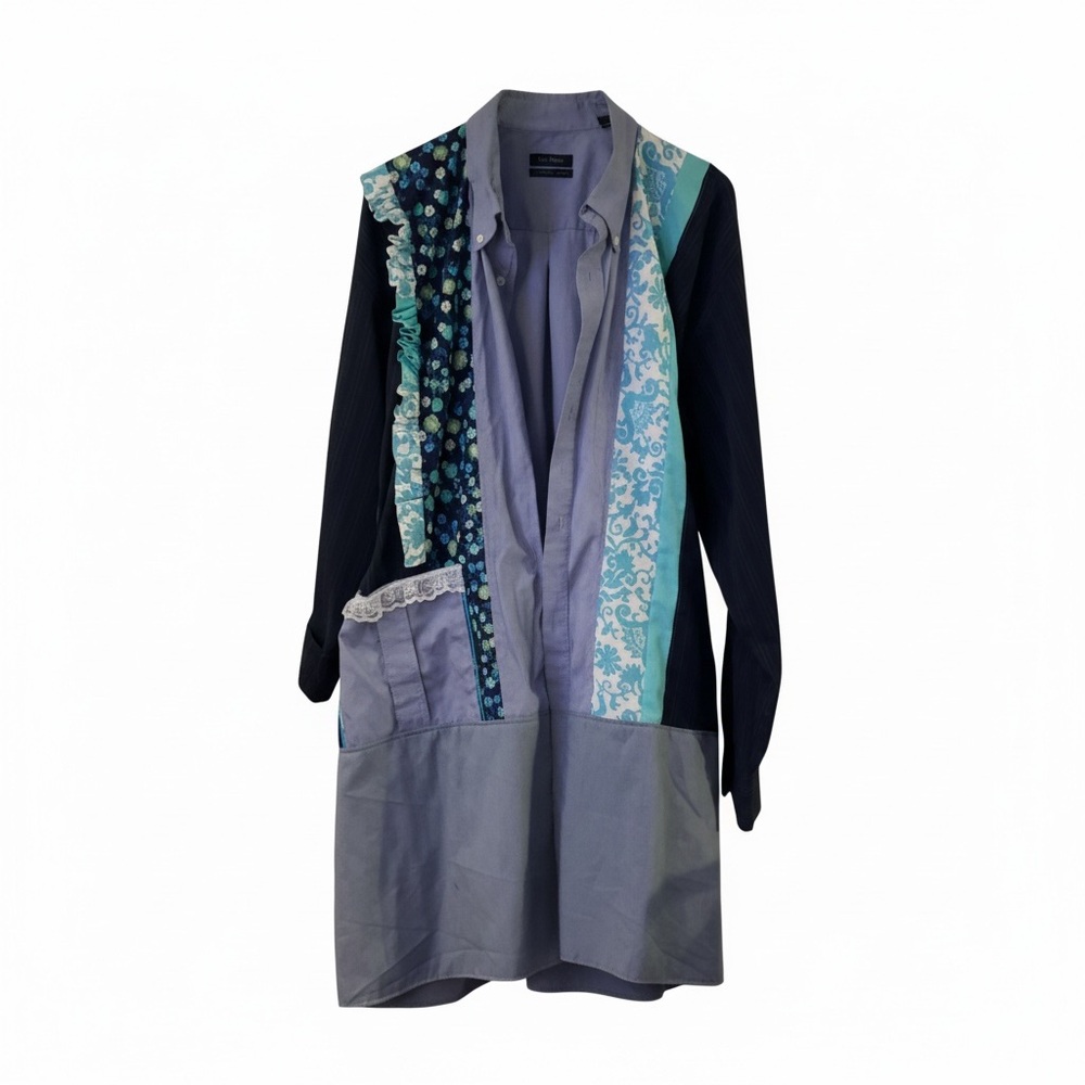 Patchwork Midi Duster - Blue and Black - image 1